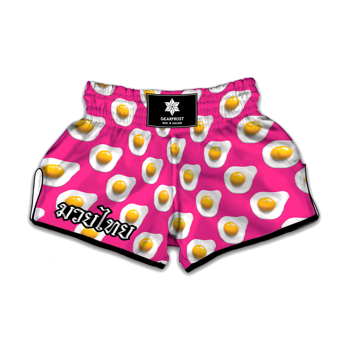 Pink Fried Eggs Pattern Print Muay Thai Boxing Shorts