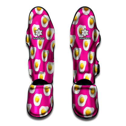 Pink Fried Eggs Pattern Print Muay Thai Shin Guard