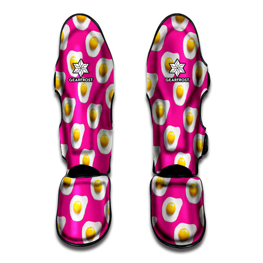 Pink Fried Eggs Pattern Print Muay Thai Shin Guard