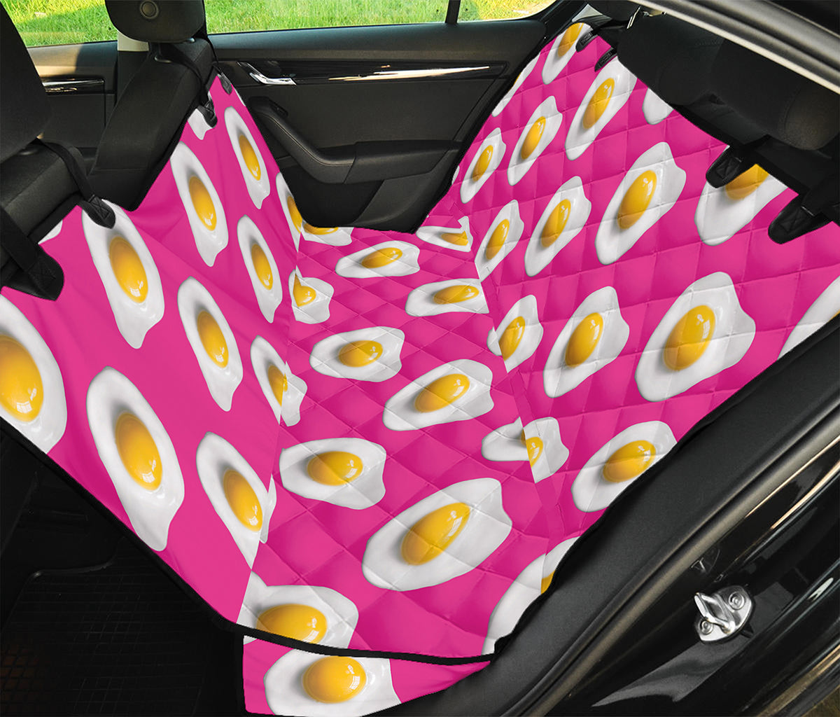 Pink Fried Eggs Pattern Print Pet Car Back Seat Cover