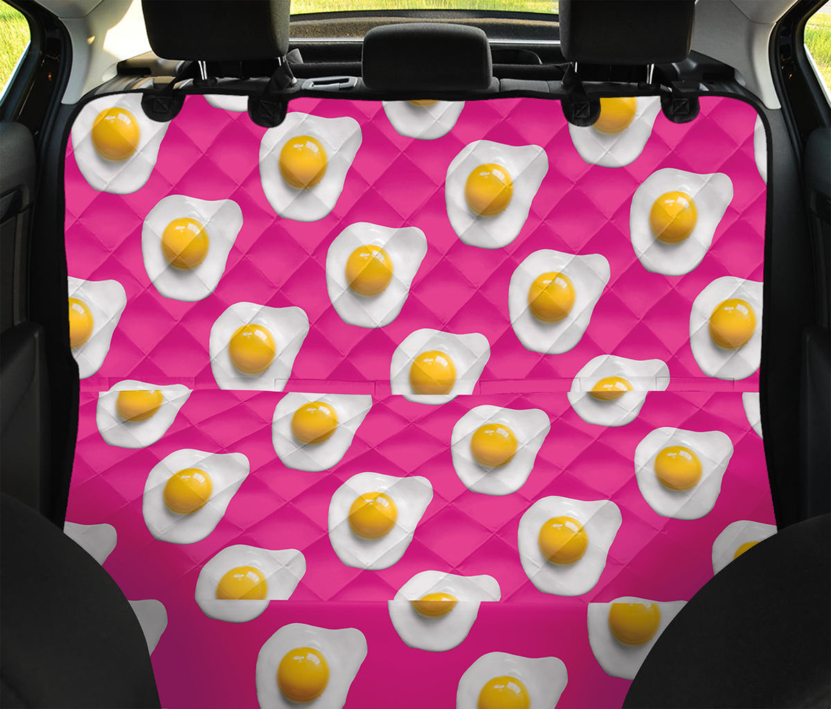 Pink Fried Eggs Pattern Print Pet Car Back Seat Cover