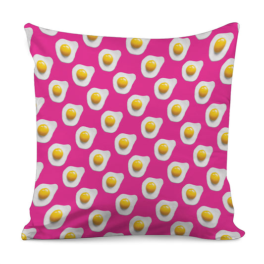 Pink Fried Eggs Pattern Print Pillow Cover