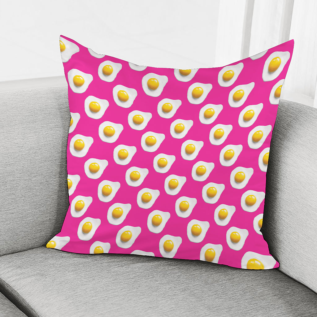 Pink Fried Eggs Pattern Print Pillow Cover