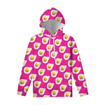 Pink Fried Eggs Pattern Print Pullover Hoodie