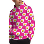 Pink Fried Eggs Pattern Print Pullover Hoodie