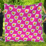 Pink Fried Eggs Pattern Print Quilt