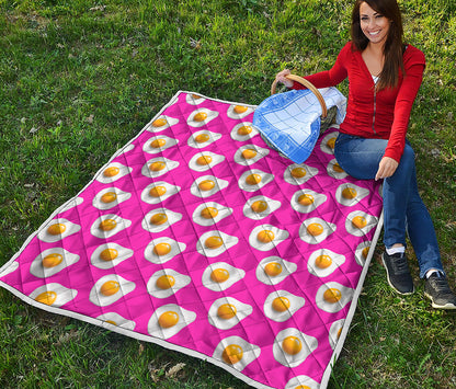 Pink Fried Eggs Pattern Print Quilt