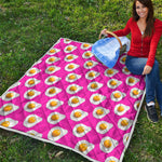 Pink Fried Eggs Pattern Print Quilt