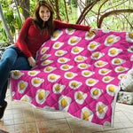 Pink Fried Eggs Pattern Print Quilt