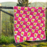 Pink Fried Eggs Pattern Print Quilt