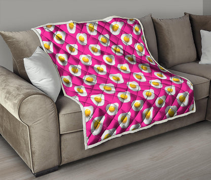 Pink Fried Eggs Pattern Print Quilt