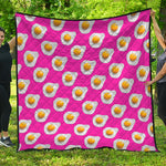 Pink Fried Eggs Pattern Print Quilt