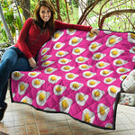 Pink Fried Eggs Pattern Print Quilt