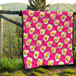 Pink Fried Eggs Pattern Print Quilt