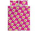 Pink Fried Eggs Pattern Print Quilt Bed Set