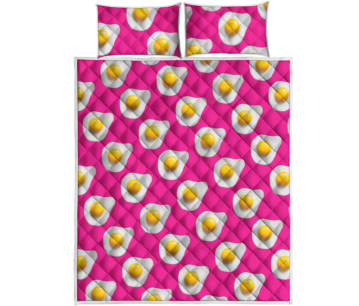 Pink Fried Eggs Pattern Print Quilt Bed Set