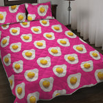 Pink Fried Eggs Pattern Print Quilt Bed Set