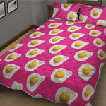 Pink Fried Eggs Pattern Print Quilt Bed Set
