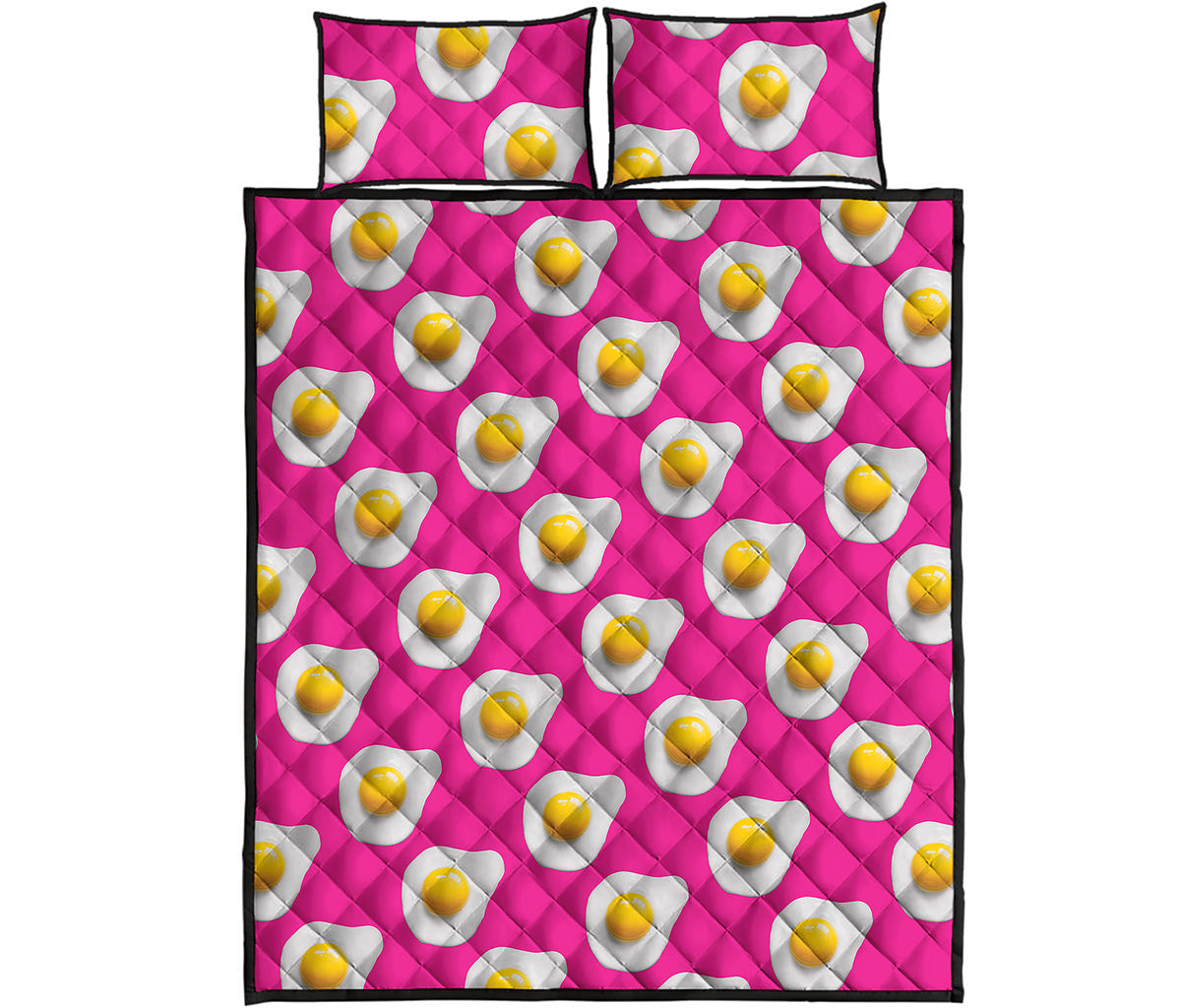 Pink Fried Eggs Pattern Print Quilt Bed Set