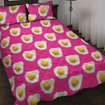 Pink Fried Eggs Pattern Print Quilt Bed Set