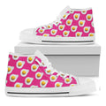 Pink Fried Eggs Pattern Print White High Top Sneakers