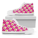 Pink Fried Eggs Pattern Print White High Top Shoes