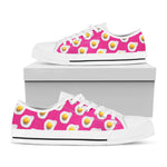 Pink Fried Eggs Pattern Print White Low Top Shoes