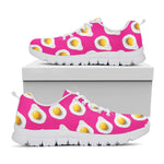 Pink Fried Eggs Pattern Print White Sneakers