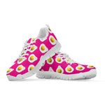Pink Fried Eggs Pattern Print White Sneakers