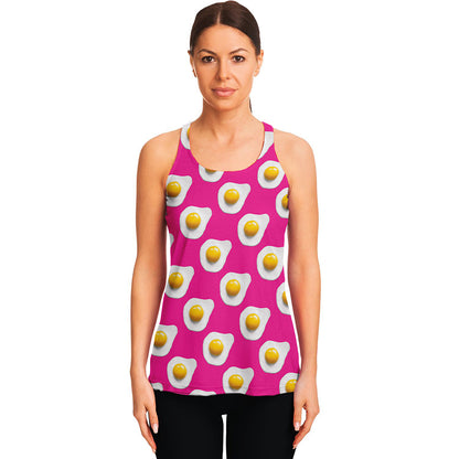 Pink Fried Eggs Pattern Print Women's Racerback Tank Top