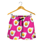 Pink Fried Eggs Pattern Print Women's Shorts