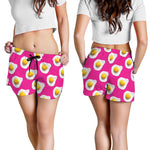 Pink Fried Eggs Pattern Print Women's Shorts