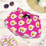 Pink Fried Eggs Pattern Print Women's Shorts