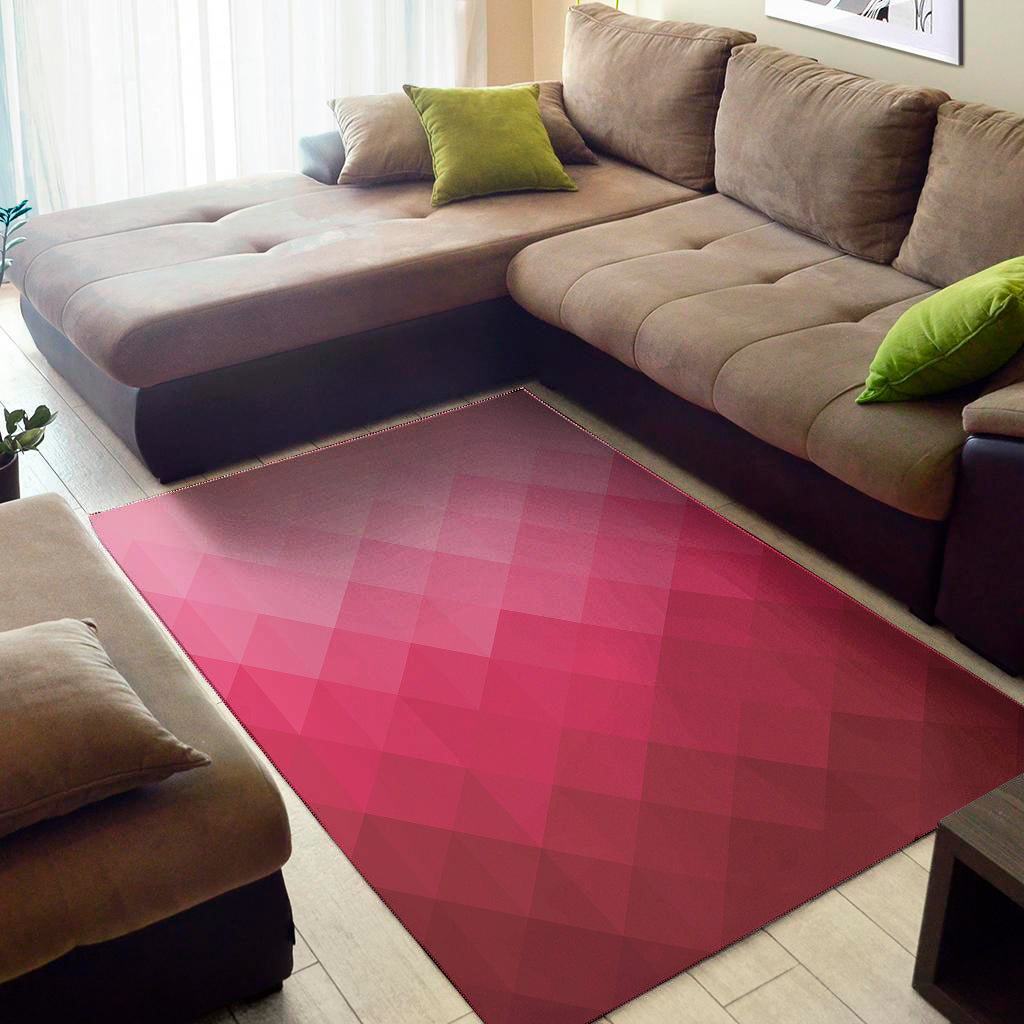 Pink Geometric Square Pattern Print Area Rug