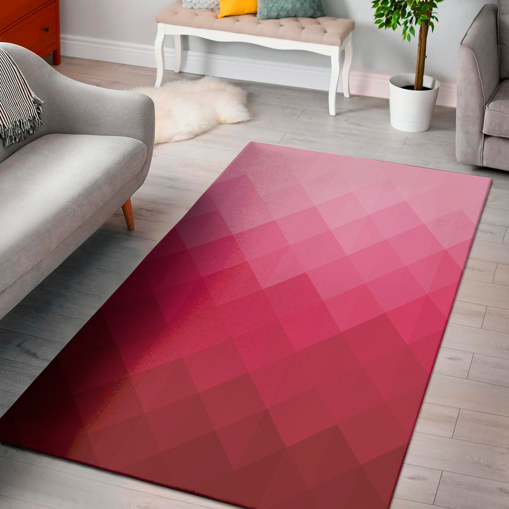 Pink Geometric Square Pattern Print Area Rug