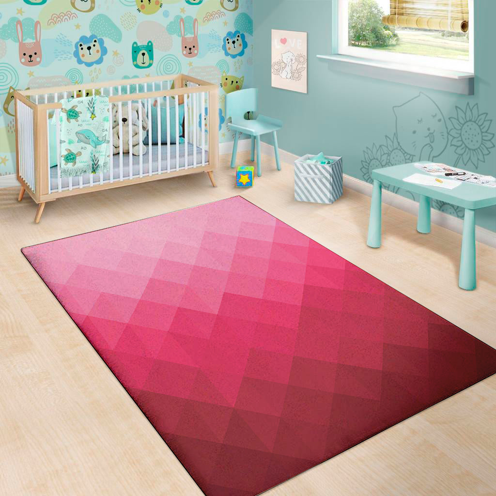 Pink Geometric Square Pattern Print Area Rug