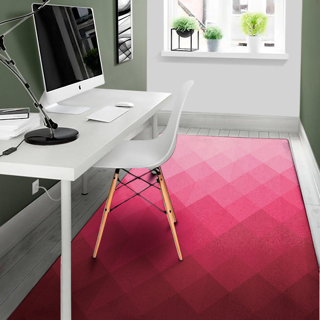 Pink Geometric Square Pattern Print Area Rug