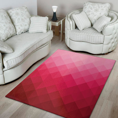 Pink Geometric Square Pattern Print Area Rug