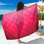 Pink Geometric Square Pattern Print Beach Sarong Wrap