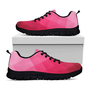 Pink Geometric Square Pattern Print Black Sneakers