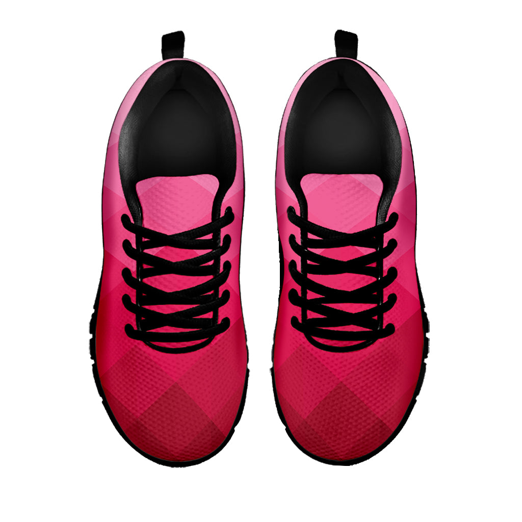 Pink Geometric Square Pattern Print Black Sneakers