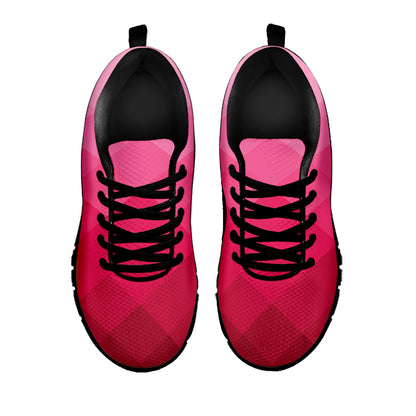 Pink Geometric Square Pattern Print Black Sneakers