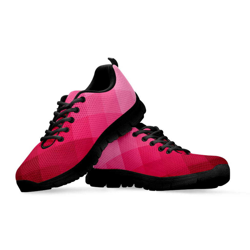 Pink Geometric Square Pattern Print Black Sneakers