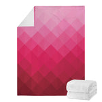 Pink Geometric Square Pattern Print Blanket