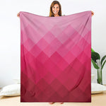 Pink Geometric Square Pattern Print Blanket