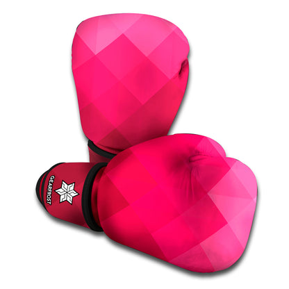 Pink Geometric Square Pattern Print Boxing Gloves