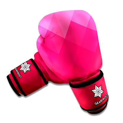 Pink Geometric Square Pattern Print Boxing Gloves