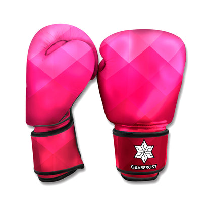 Pink Geometric Square Pattern Print Boxing Gloves