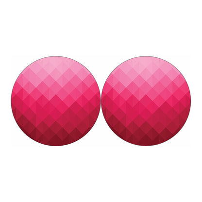 Pink Geometric Square Pattern Print Car Coasters