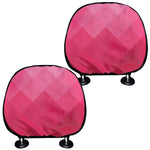 Pink Geometric Square Pattern Print Car Headrest Covers